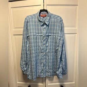 Simms Long Sleeve  Button Down Checkered Shirt Size Men’s XXL Color Light Blue